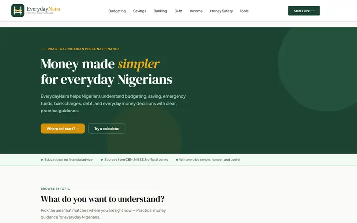 Everyday Naira homepage