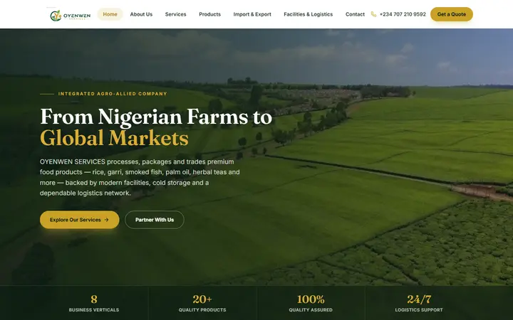 OYENWEN Services homepage