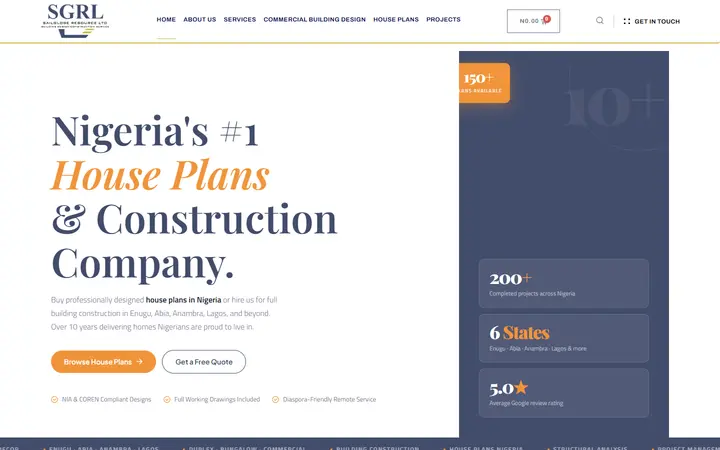 Sailglobe Resource Ltd homepage for house plans and construction in Nigeria